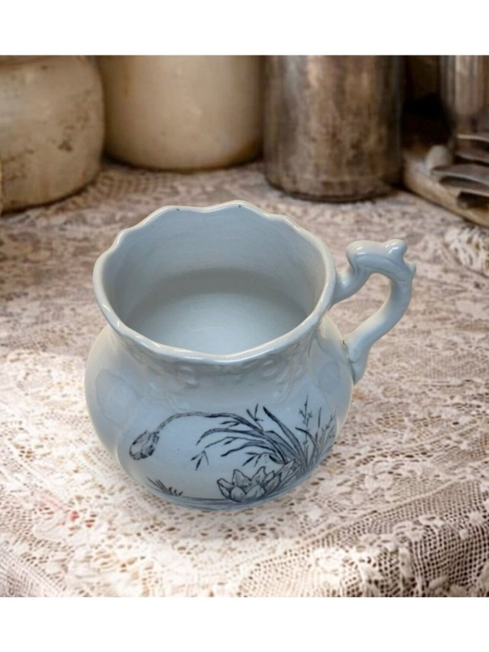 Antique Royal Ironstone China Mug – England – Transferware Cottage Creamer or Sh - Picture 2 of 9
